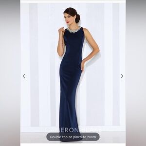 Navy blue mother of the bride formal dress. Worn once, unsmoking house, no stain